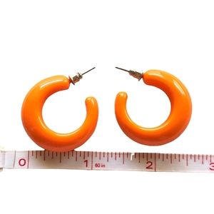 🛍️ 3 for $10 orange acrylic 1" hoop earrings
